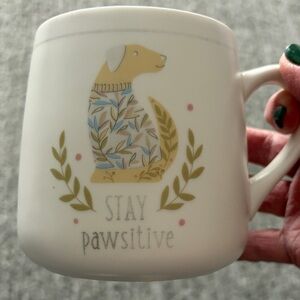 Karma 'Stay Pawsitive' Dog Mug - White and Tan